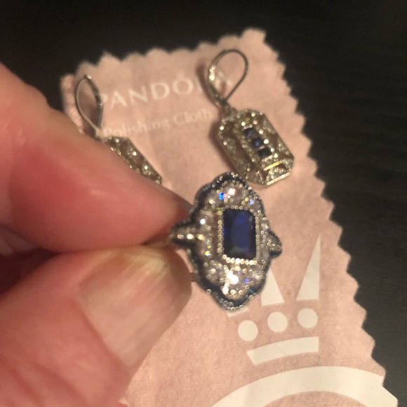 Edwardian Style Cocktail Ring and Earrings - Picture 8 of 9